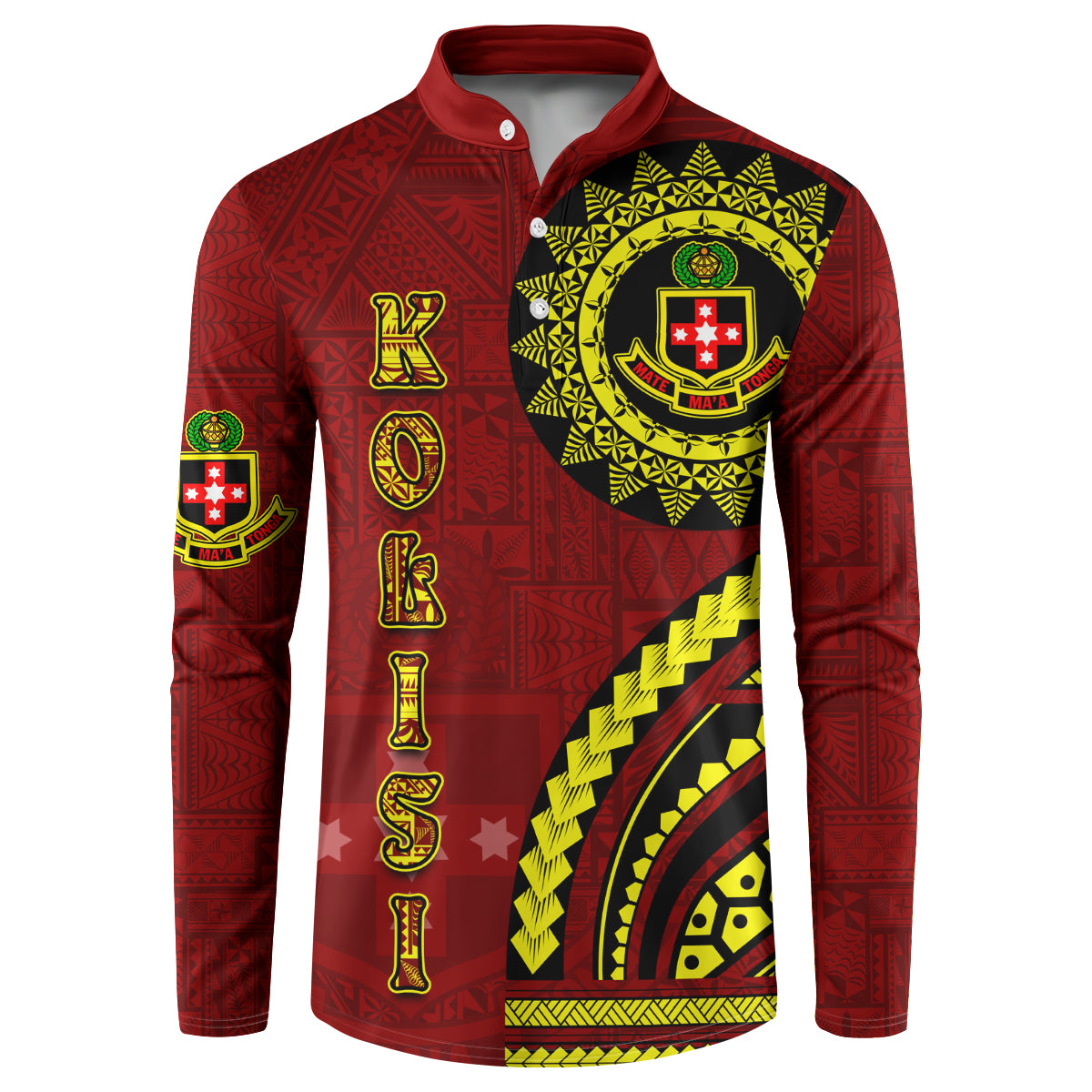 Kolisi Tonga Atele Button Sweatshirt Ngatu and Polynesian Pattern