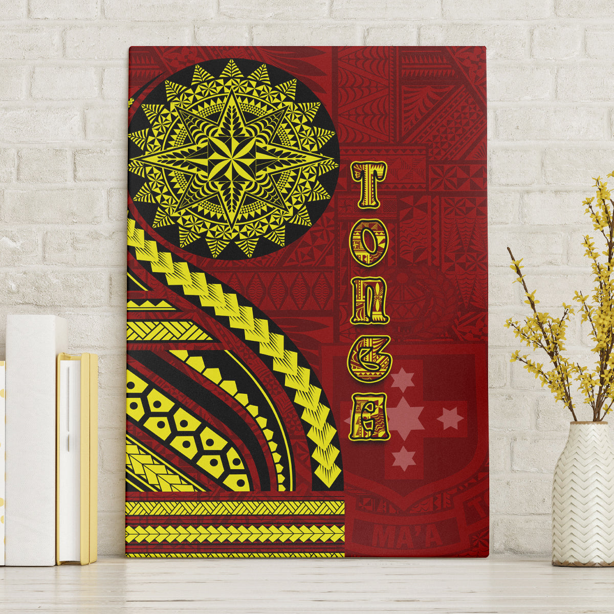 Kolisi Tonga Atele Canvas Wall Art Ngatu and Polynesian Pattern