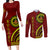 Kolisi Tonga Atele Couples Matching Long Sleeve Bodycon Dress and Long Sleeve Button Shirt Ngatu and Polynesian Pattern