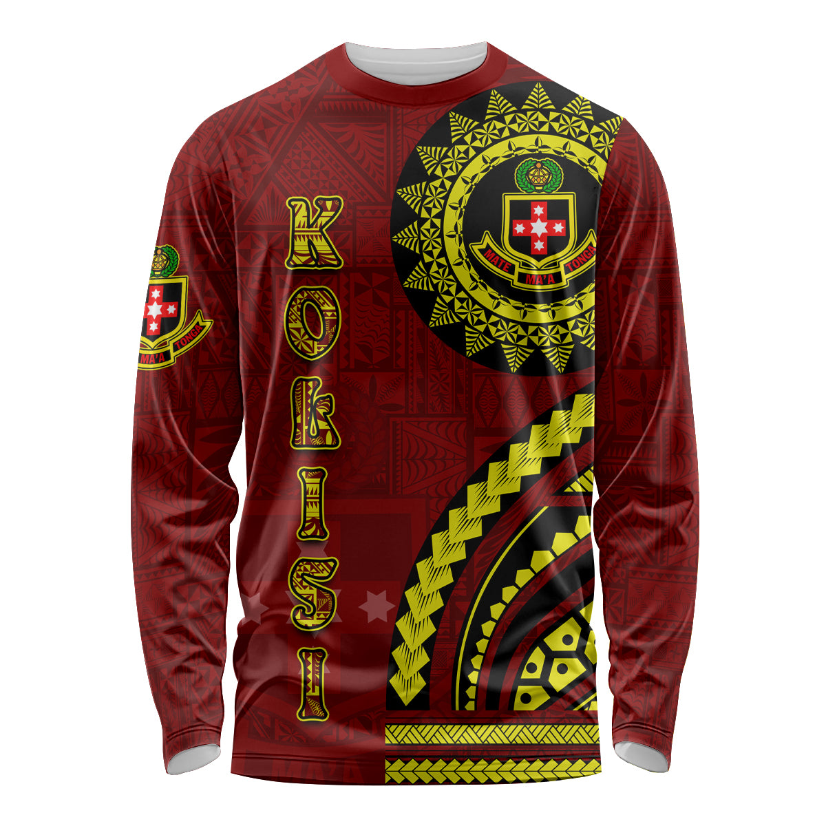 Kolisi Tonga Atele Long Sleeve Shirt Ngatu and Polynesian Pattern