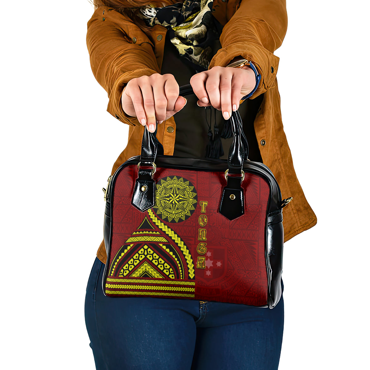 Kolisi Tonga Atele Shoulder Handbag Ngatu and Polynesian Pattern