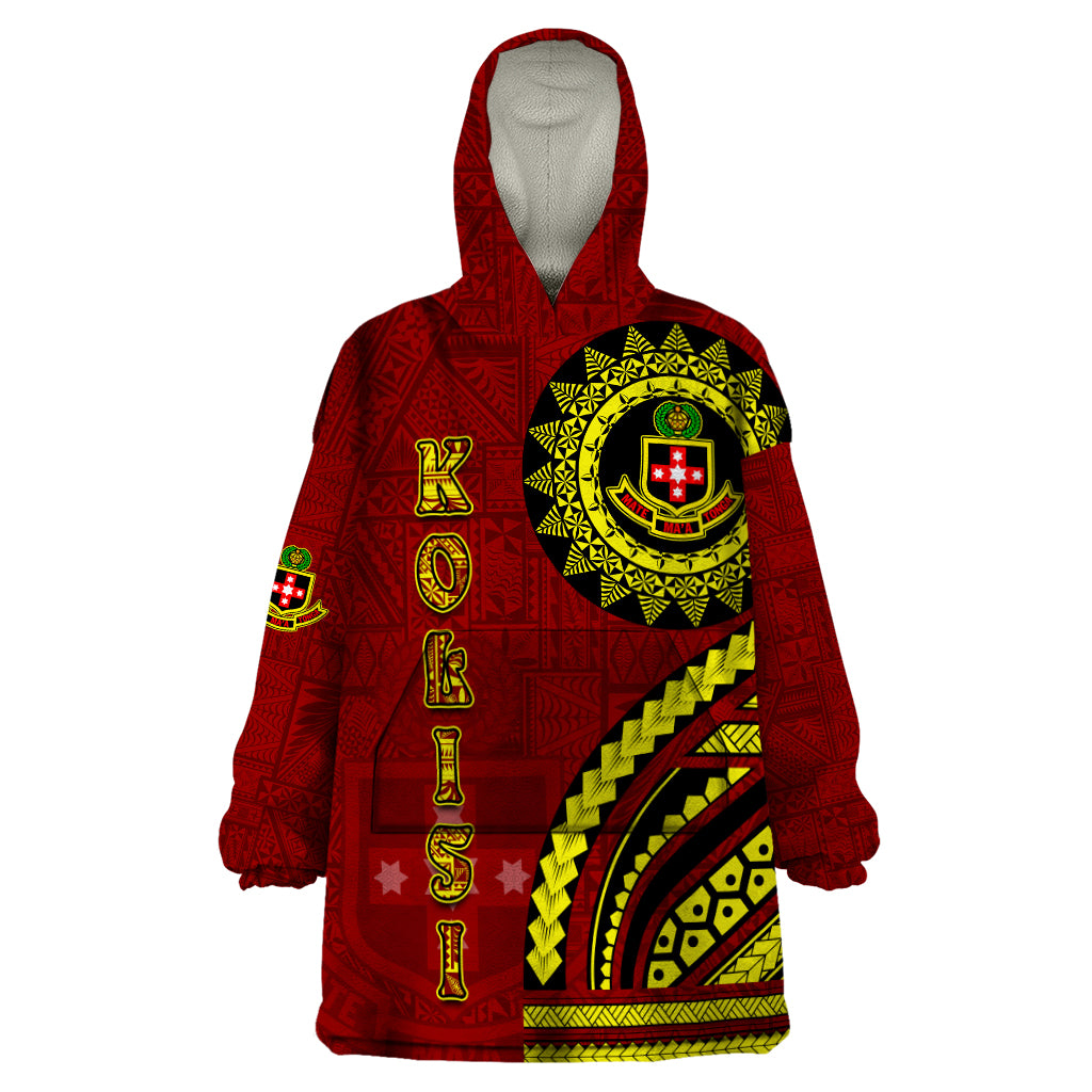 Kolisi Tonga Atele Wearable Blanket Hoodie Ngatu and Polynesian Pattern LT03 One Size Red - Polynesian Pride