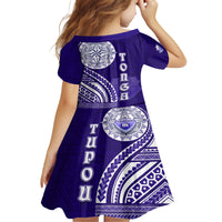 Tupou College Toloa Family Matching Off Shoulder Short Dress and Hawaiian Shirt Ngatu and Polynesian Pattern