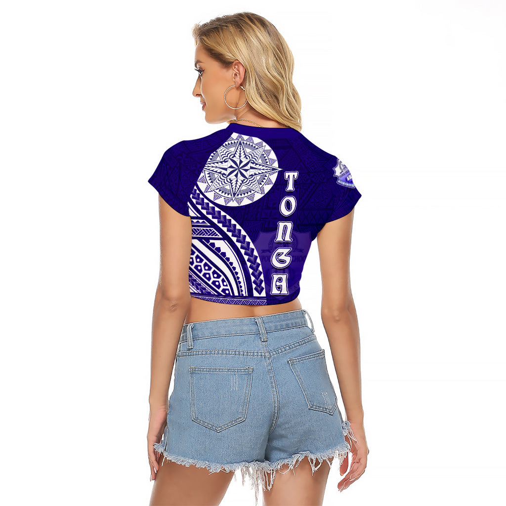 Tupou College Toloa Raglan Cropped T Shirt Ngatu and Polynesian Pattern