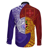 Kolisi Tonga Atele and Tupou College Toloa Family Matching Long Sleeve Bodycon Dress and Hawaiian Shirt Ngatu and Polynesian Spiral Pattern