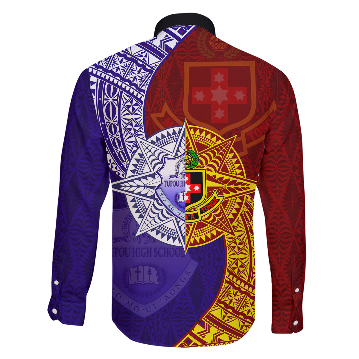 Kolisi Tonga Atele and Tupou College Toloa Family Matching Off The Shoulder Long Sleeve Dress and Hawaiian Shirt Ngatu and Polynesian Spiral Pattern