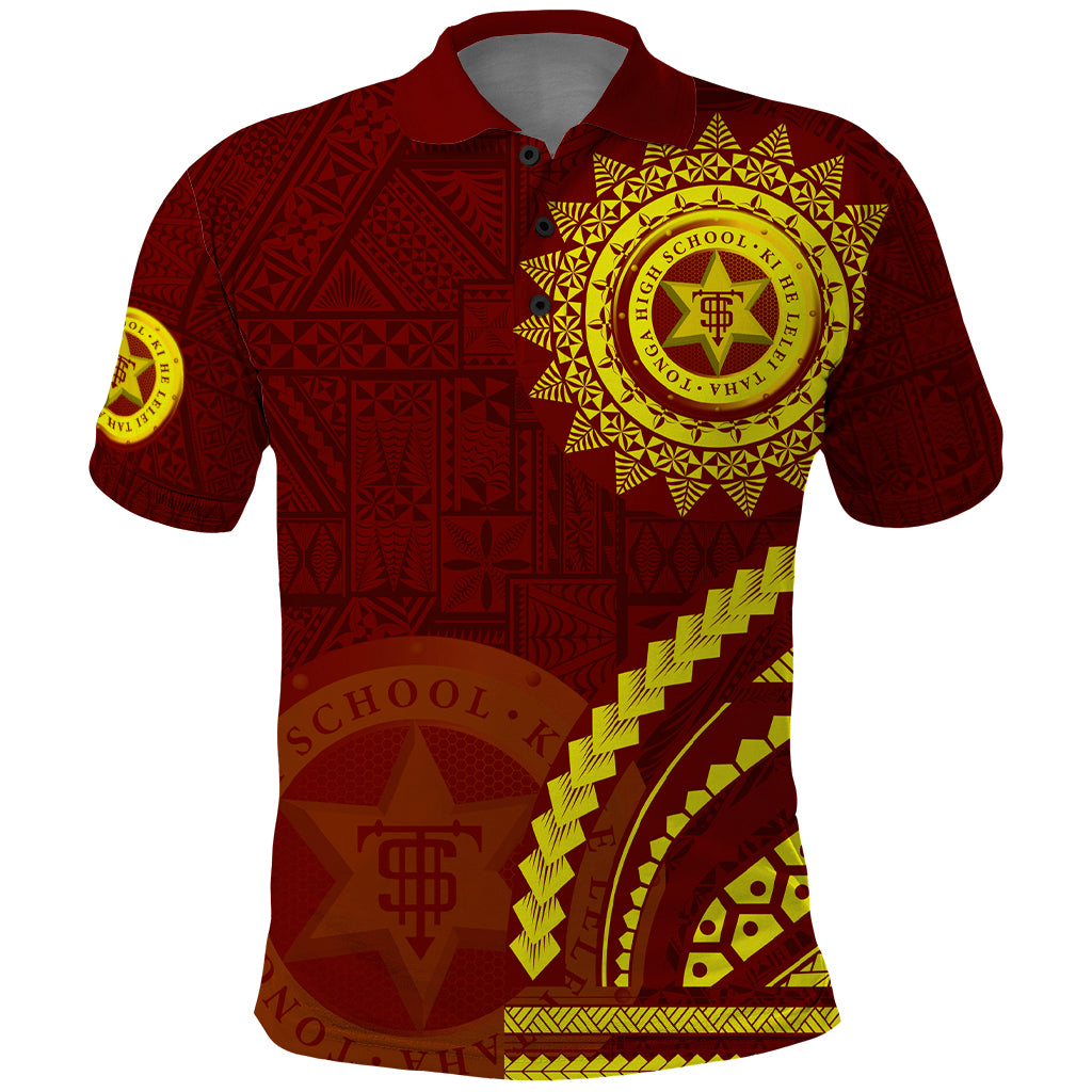 Tonga High School Polo Shirt Ngatu and Polynesian Pattern LT03 Red - Polynesian Pride
