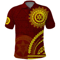 Tonga High School Polo Shirt Ngatu and Polynesian Pattern LT03 Red - Polynesian Pride