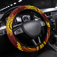 Tonga High School Steering Wheel Cover Ngatu and Polynesian Pattern