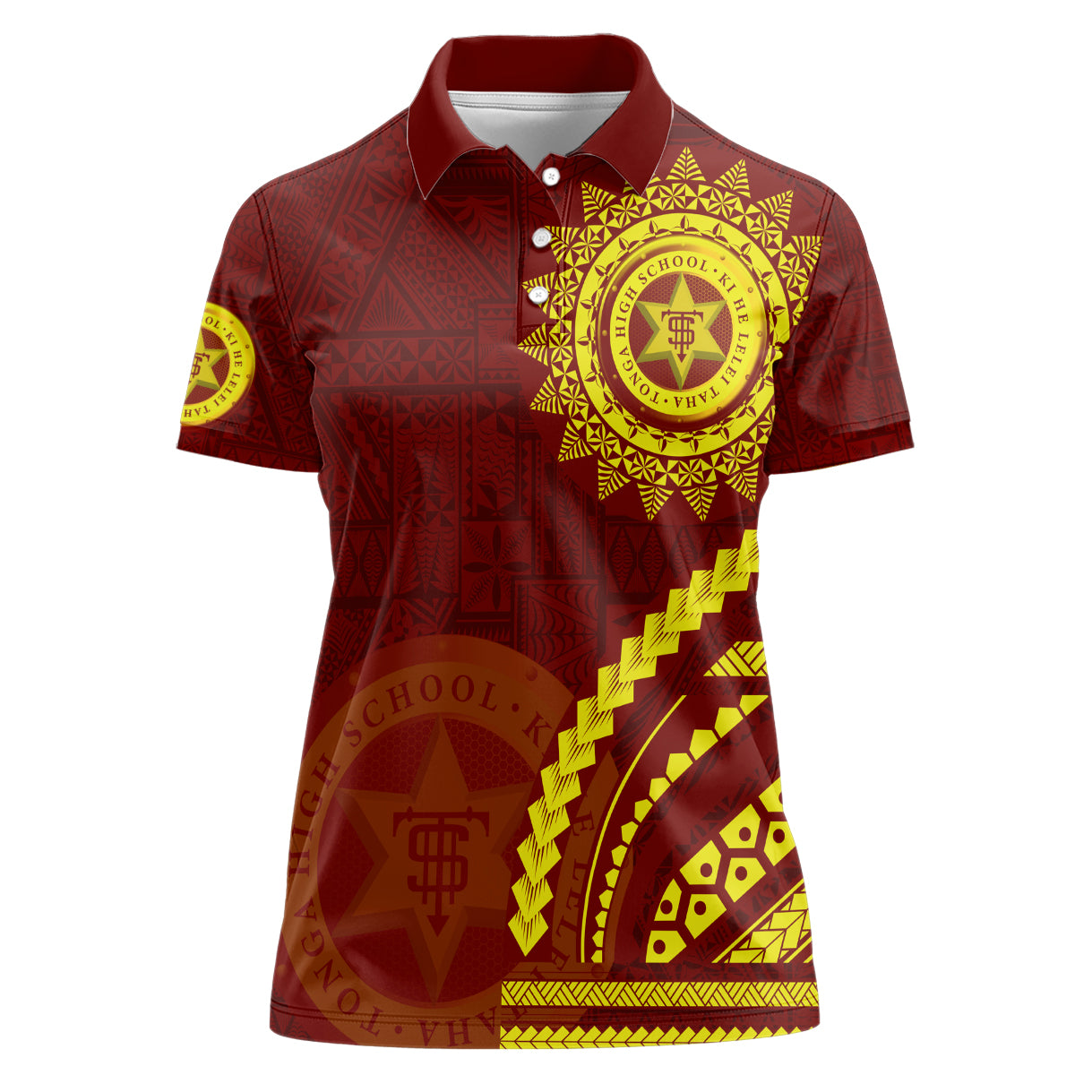 Tonga High School Women Polo Shirt Ngatu and Polynesian Pattern