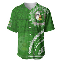 Liahona High School Baseball Jersey Ngatu and Polynesian Pattern LT03 Green - Polynesian Pride