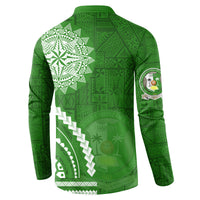 Liahona High School Button Sweatshirt Ngatu and Polynesian Pattern