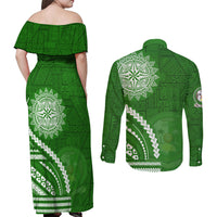 Liahona High School Couples Matching Off Shoulder Maxi Dress and Long Sleeve Button Shirt Ngatu and Polynesian Pattern LT03 - Polynesian Pride