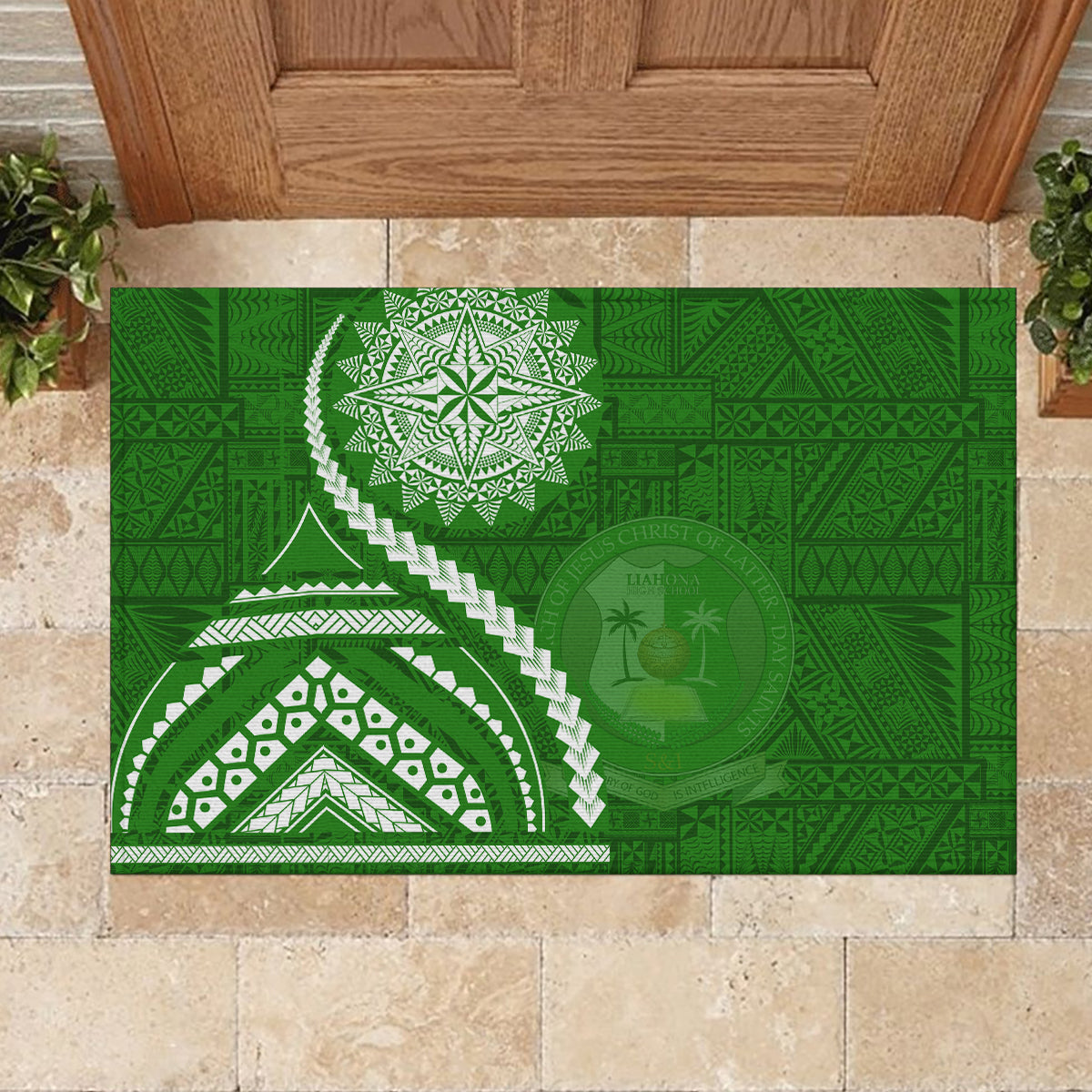 Liahona High School Rubber Doormat Ngatu and Polynesian Pattern LT03 - Polynesian Pride