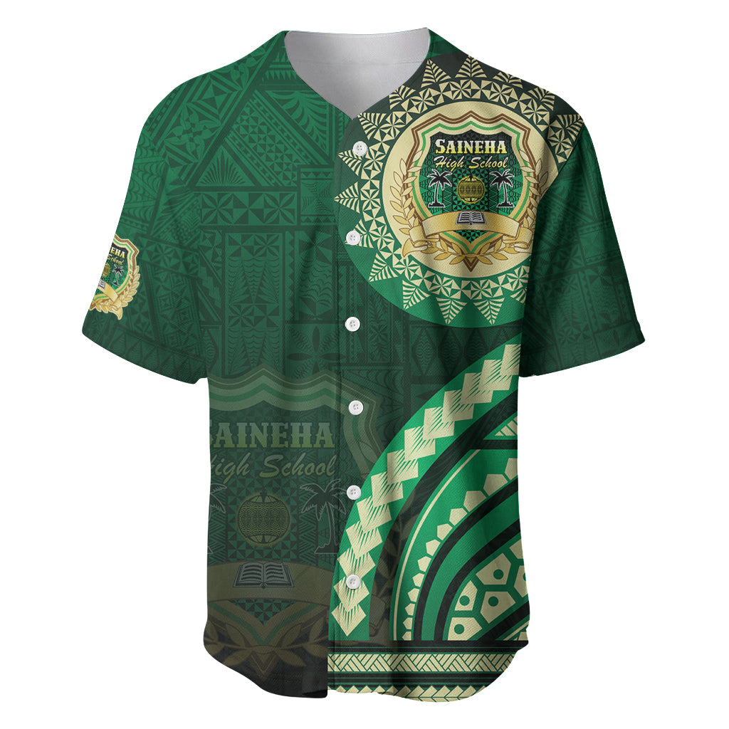 Saineha High School Baseball Jersey Ngatu and Polynesian Pattern LT03 Green - Polynesian Pride