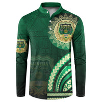 Saineha High School Button Sweatshirt Ngatu and Polynesian Pattern LT03 Green - Polynesian Pride