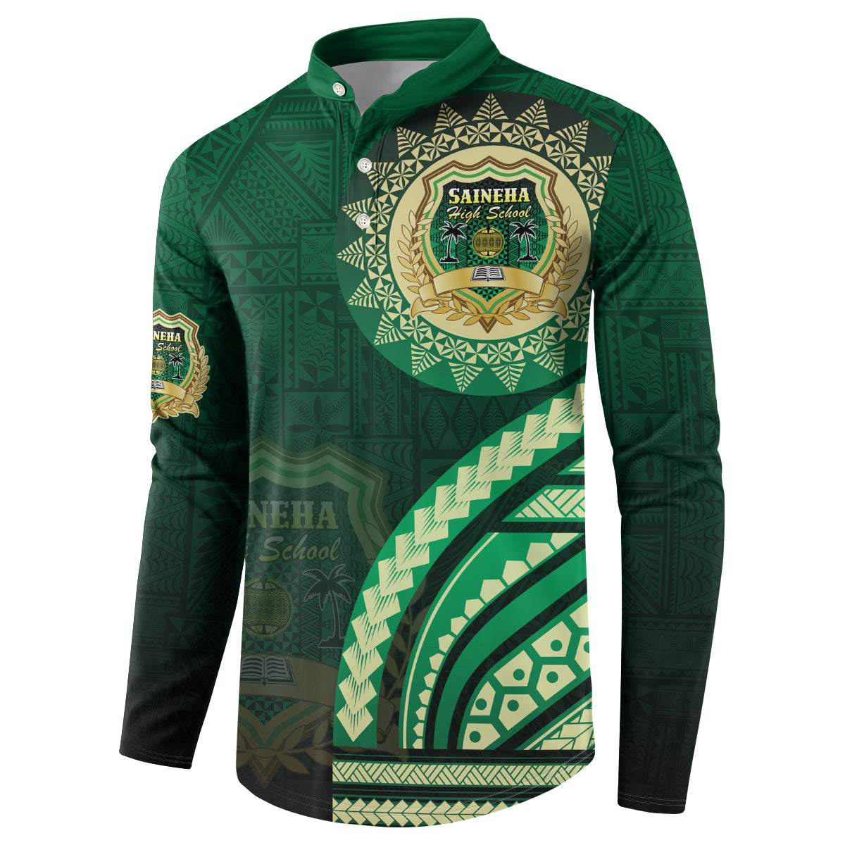 Saineha High School Button Sweatshirt Ngatu and Polynesian Pattern LT03 - Polynesian Pride
