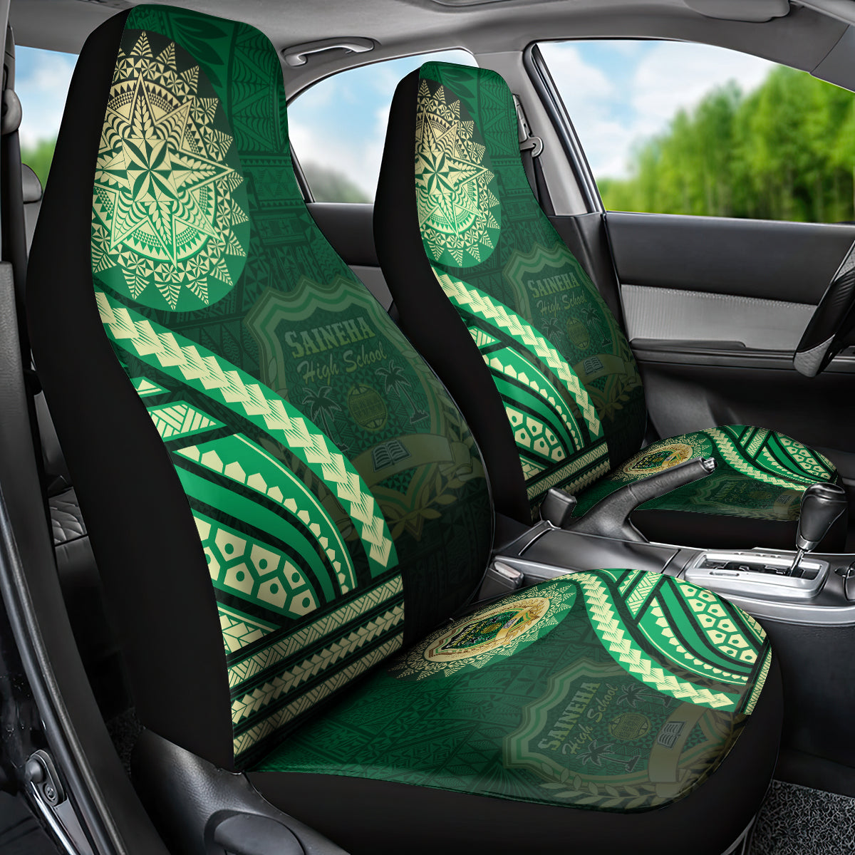 Saineha High School Car Seat Cover Ngatu and Polynesian Pattern