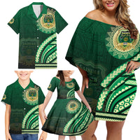 Saineha High School Family Matching Off Shoulder Short Dress and Hawaiian Shirt Ngatu and Polynesian Pattern LT03 - Polynesian Pride