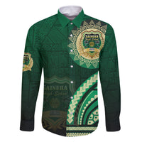 Saineha High School Family Matching Summer Maxi Dress and Hawaiian Shirt Ngatu and Polynesian Pattern LT03 Dad's Shirt - Long Sleeve Green - Polynesian Pride