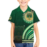 Saineha High School Family Matching Summer Maxi Dress and Hawaiian Shirt Ngatu and Polynesian Pattern LT03 Son's Shirt Green - Polynesian Pride