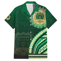 Saineha High School Family Matching Tank Maxi Dress and Hawaiian Shirt Ngatu and Polynesian Pattern LT03 Dad's Shirt - Short Sleeve Green - Polynesian Pride