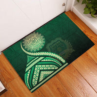 Saineha High School Rubber Doormat Ngatu and Polynesian Pattern LT03 Green - Polynesian Pride