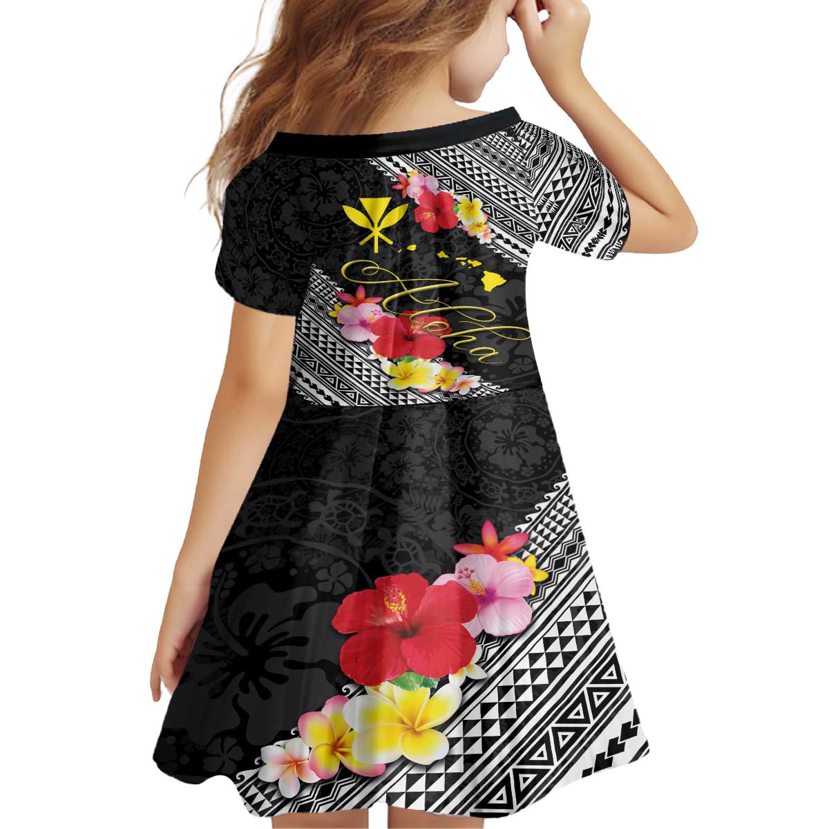 Aloha Hawaii Hibiscus and Plumeria Flowers Family Matching Puletasi and Hawaiian Shirt Kanaka Maoli Tattoo Polynesian Pattern LT03 - Polynesian Pride