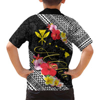 Aloha Hawaii Hibiscus and Plumeria Flowers Kid Hawaiian Shirt Kanaka Maoli Tattoo Polynesian Pattern LT03 - Polynesian Pride