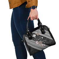 Aloha Hawaii Hibiscus and Plumeria Flowers Shoulder Handbag Kanaka Maoli Tattoo Polynesian Pattern Gray Color LT03 - Polynesian Pride
