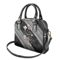 Aloha Hawaii Hibiscus and Plumeria Flowers Shoulder Handbag Kanaka Maoli Tattoo Polynesian Pattern Gray Color LT03 - Polynesian Pride
