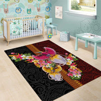 Papua New Guinea Birds and Frangipani Area Rug Melanesian Art Tattoos - Polynesian Pride