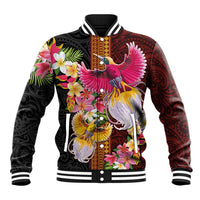 Papua New Guinea Birds and Frangipani Baseball Jacket Melanesian Art Tattoos - Polynesian Pride