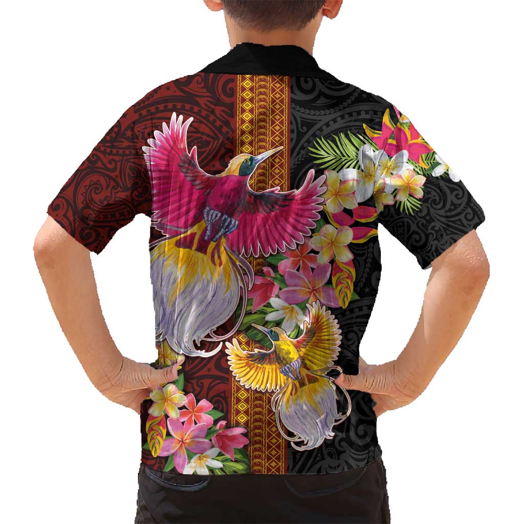 Papua New Guinea Birds and Frangipani Family Matching Long Sleeve Bodycon Dress and Hawaiian Shirt Melanesian Art Tattoos LT03 - Polynesian Pride