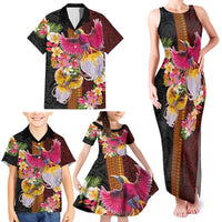 Papua New Guinea Birds and Frangipani Family Matching Tank Maxi Dress and Hawaiian Shirt Melanesian Art Tattoos LT03 - Polynesian Pride