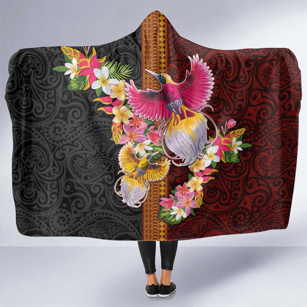Papua New Guinea Birds and Frangipani Hooded Blanket Melanesian Art Tattoos - Polynesian Pride