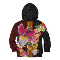 Papua New Guinea Birds and Frangipani Kid Hoodie Melanesian Art Tattoos - Polynesian Pride