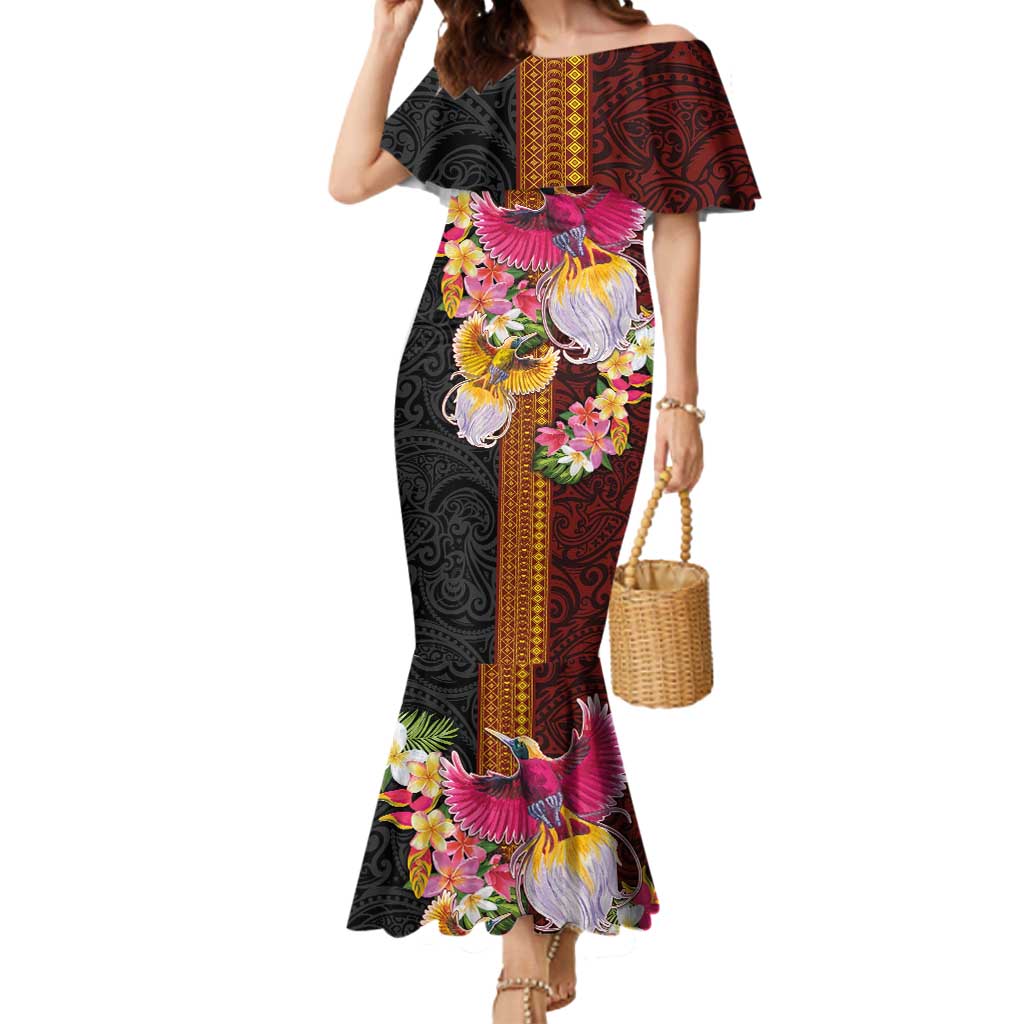 Papua New Guinea Birds and Frangipani Mermaid Dress Melanesian Art Tattoos - Polynesian Pride