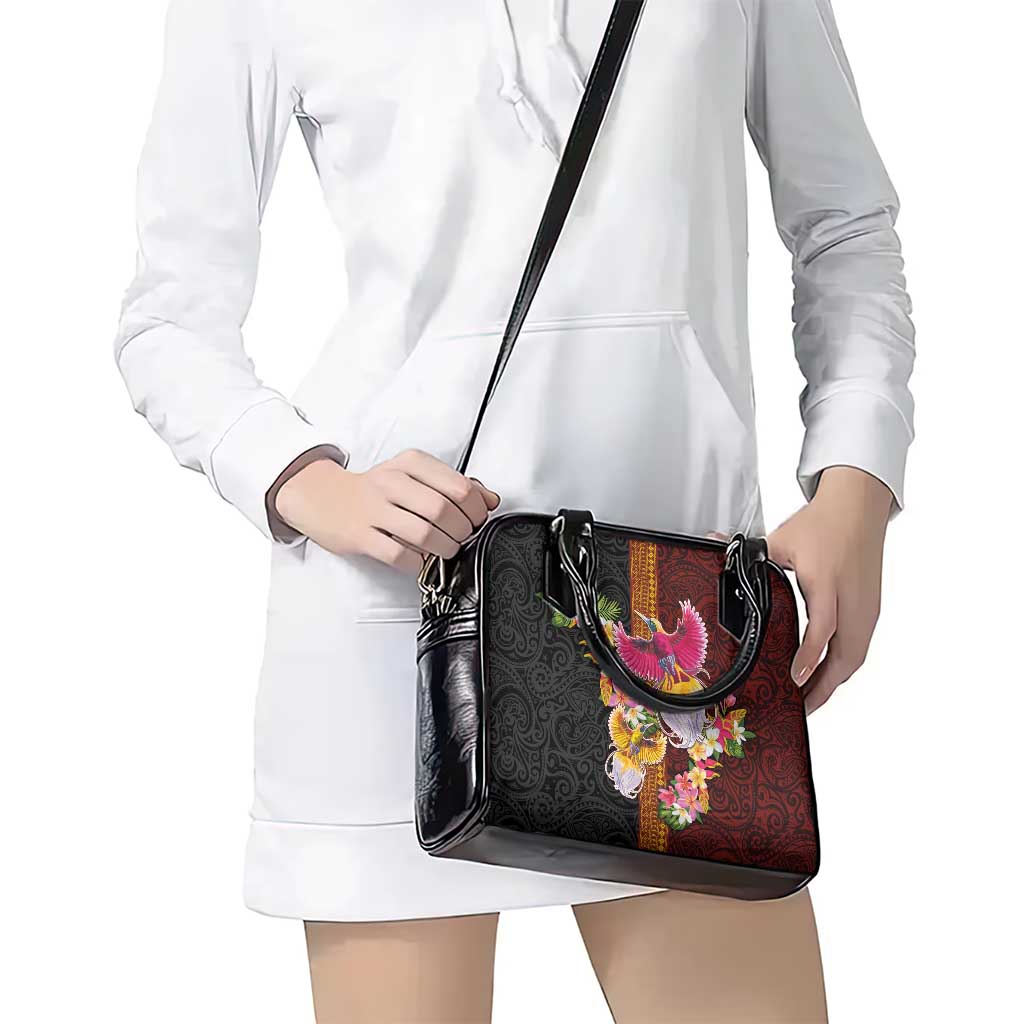 Papua New Guinea Birds and Frangipani Shoulder Handbag Melanesian Art Tattoos - Polynesian Pride