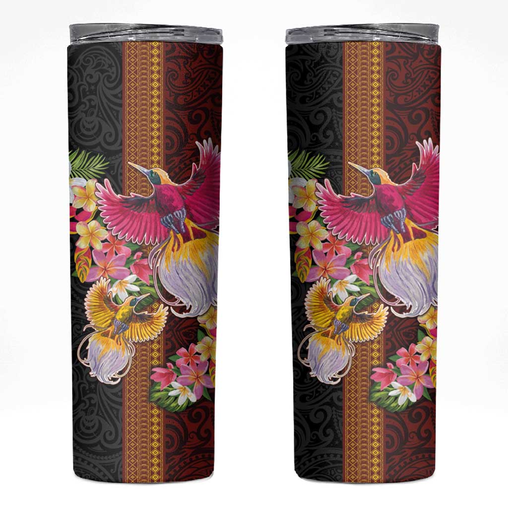 Papua New Guinea Birds and Frangipani Skinny Tumbler Melanesian Art Tattoos - Polynesian Pride