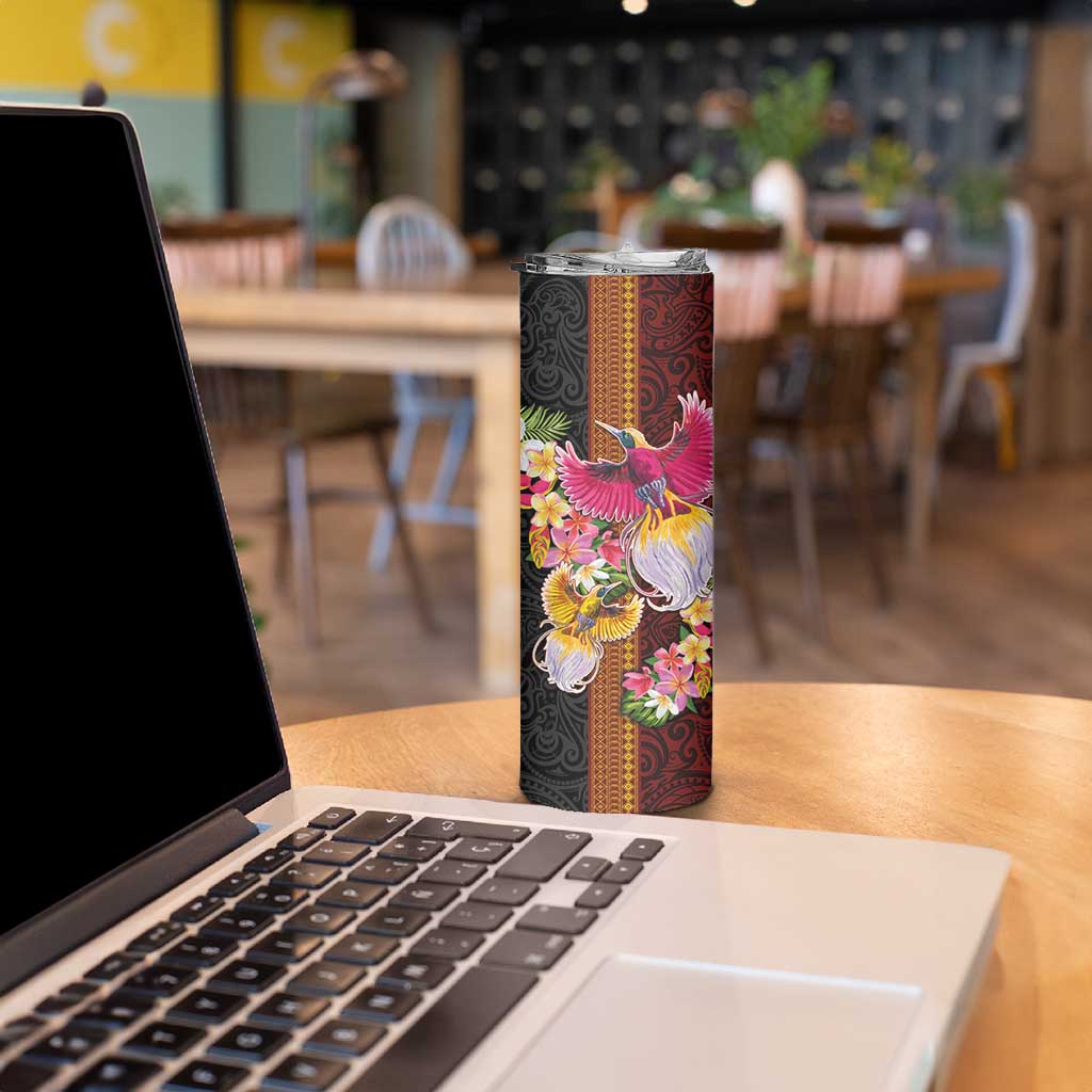 Papua New Guinea Birds and Frangipani Skinny Tumbler Melanesian Art Tattoos - Polynesian Pride