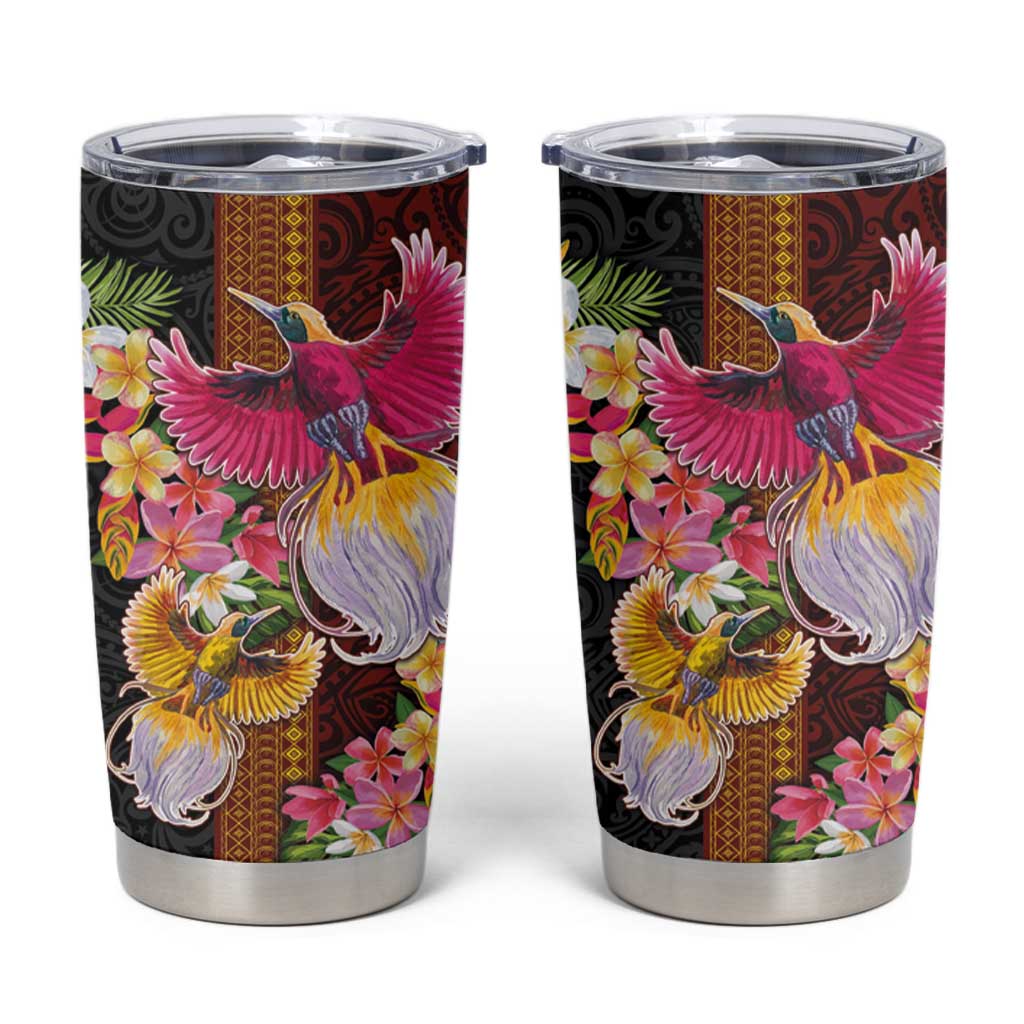 Papua New Guinea Birds and Frangipani Tumbler Cup Melanesian Art Tattoos - Polynesian Pride
