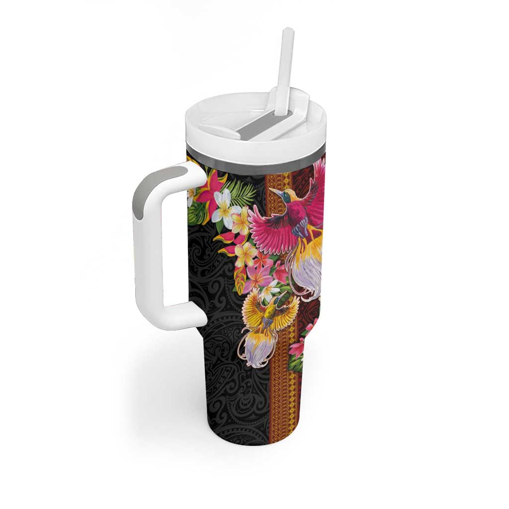 Papua New Guinea Birds and Frangipani Tumbler With Handle Melanesian Art Tattoos LT03 - Polynesian Pride