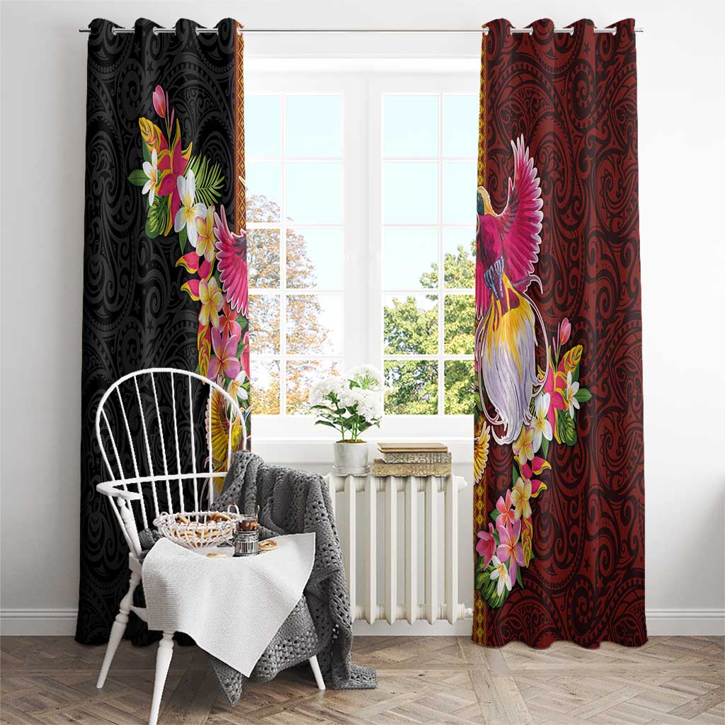 Papua New Guinea Birds and Frangipani Window Curtain Melanesian Art Tattoos - Polynesian Pride