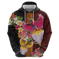 Papua New Guinea Birds and Frangipani Zip Hoodie Melanesian Art Tattoos - Polynesian Pride