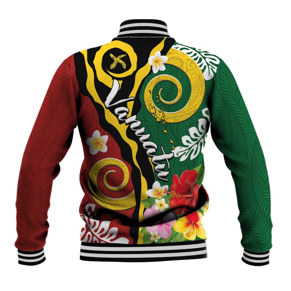 Melanesian Vanuatu Tribal Boar Tusk Baseball Jacket Tropical Plants and Namele Motifs - Polynesian Pride