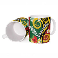 Melanesian Vanuatu Tribal Boar Tusk Ceramic Mug Tropical Plants and Namele Motifs - Polynesian Pride
