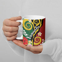 Melanesian Vanuatu Tribal Boar Tusk Ceramic Mug Tropical Plants and Namele Motifs - Polynesian Pride