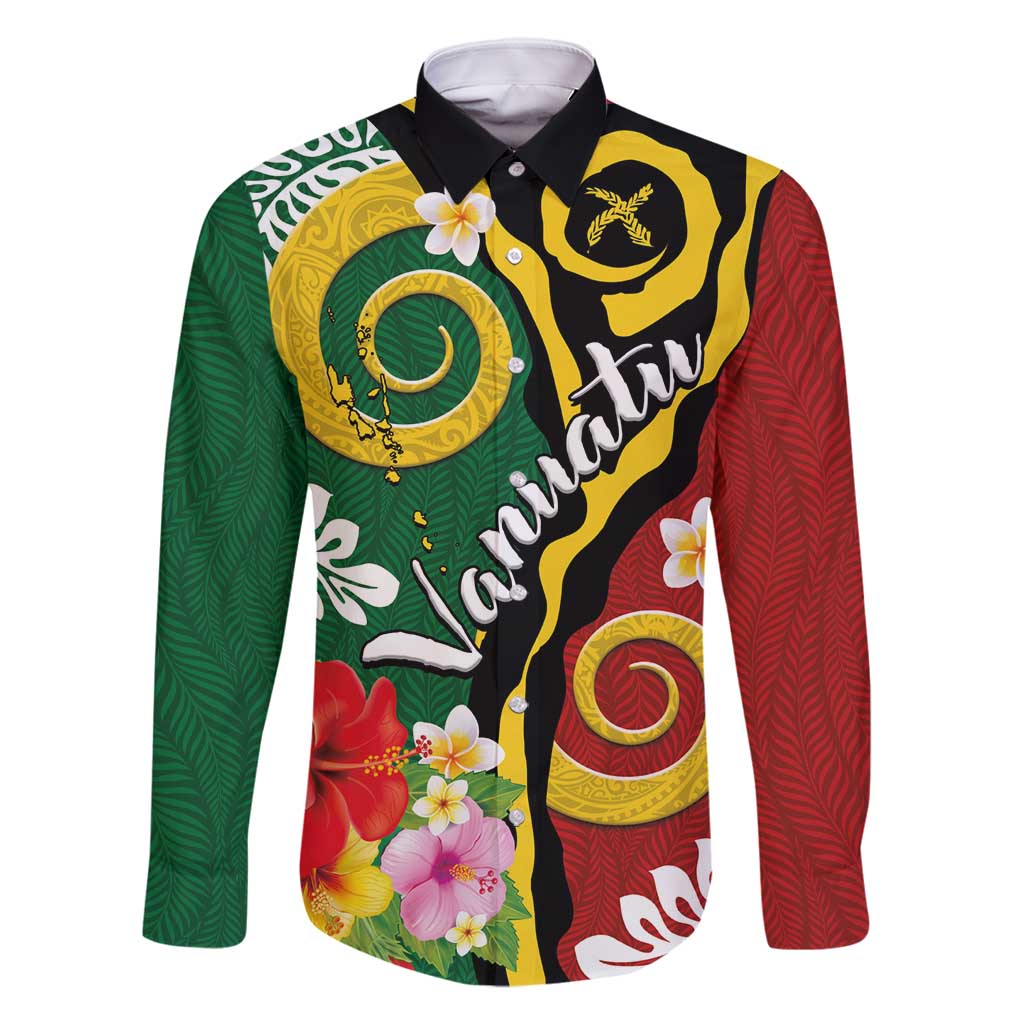 Melanesian Vanuatu Tribal Boar Tusk Family Matching Long Sleeve Bodycon Dress and Hawaiian Shirt Tropical Plants and Namele Motifs - Polynesian Pride