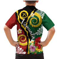 Melanesian Vanuatu Tribal Boar Tusk Family Matching Mermaid Dress and Hawaiian Shirt Tropical Plants and Namele Motifs - Polynesian Pride